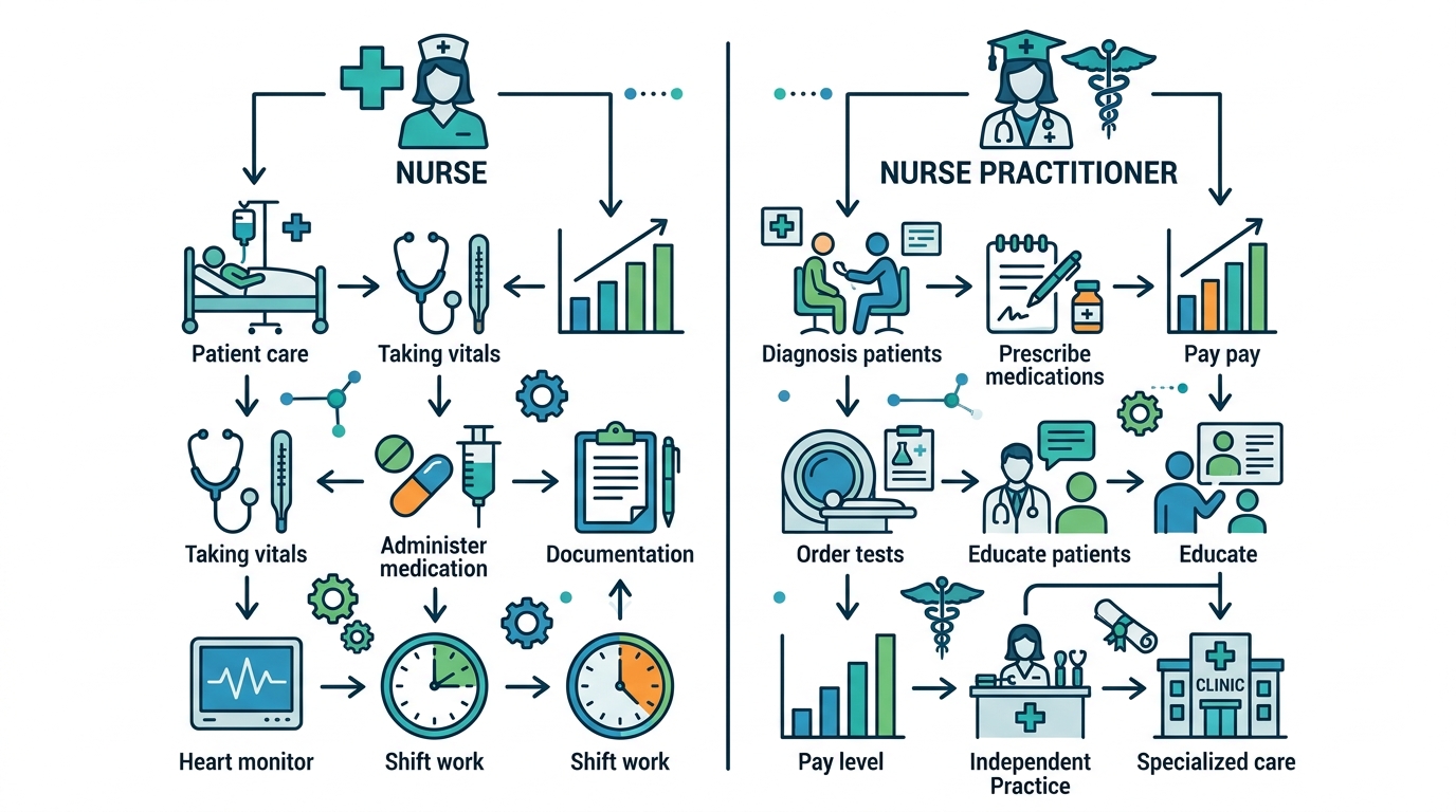Featured image for "Nurse vs. Nurse Practitioner: Pay, Duties, and Day-to-Day Differences"